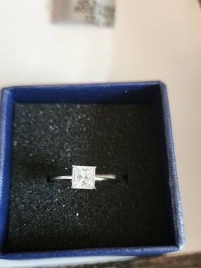 Sterling Silver Princess-Cut Moissanite Solitaire Ring